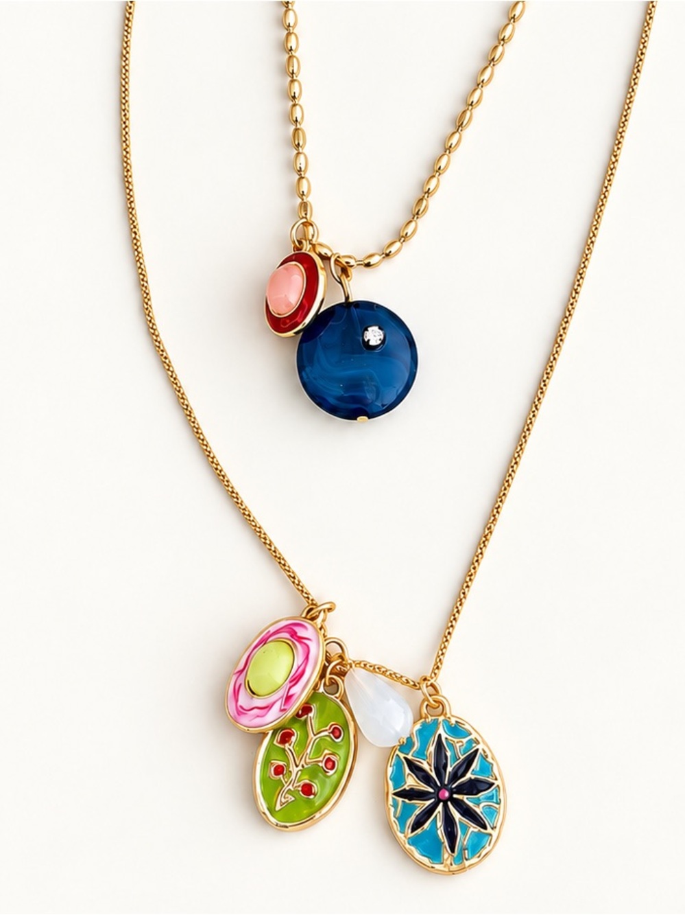 Zara style PACK OF 3 CHAIN NECKLACES WITH CHARMS AND STONES